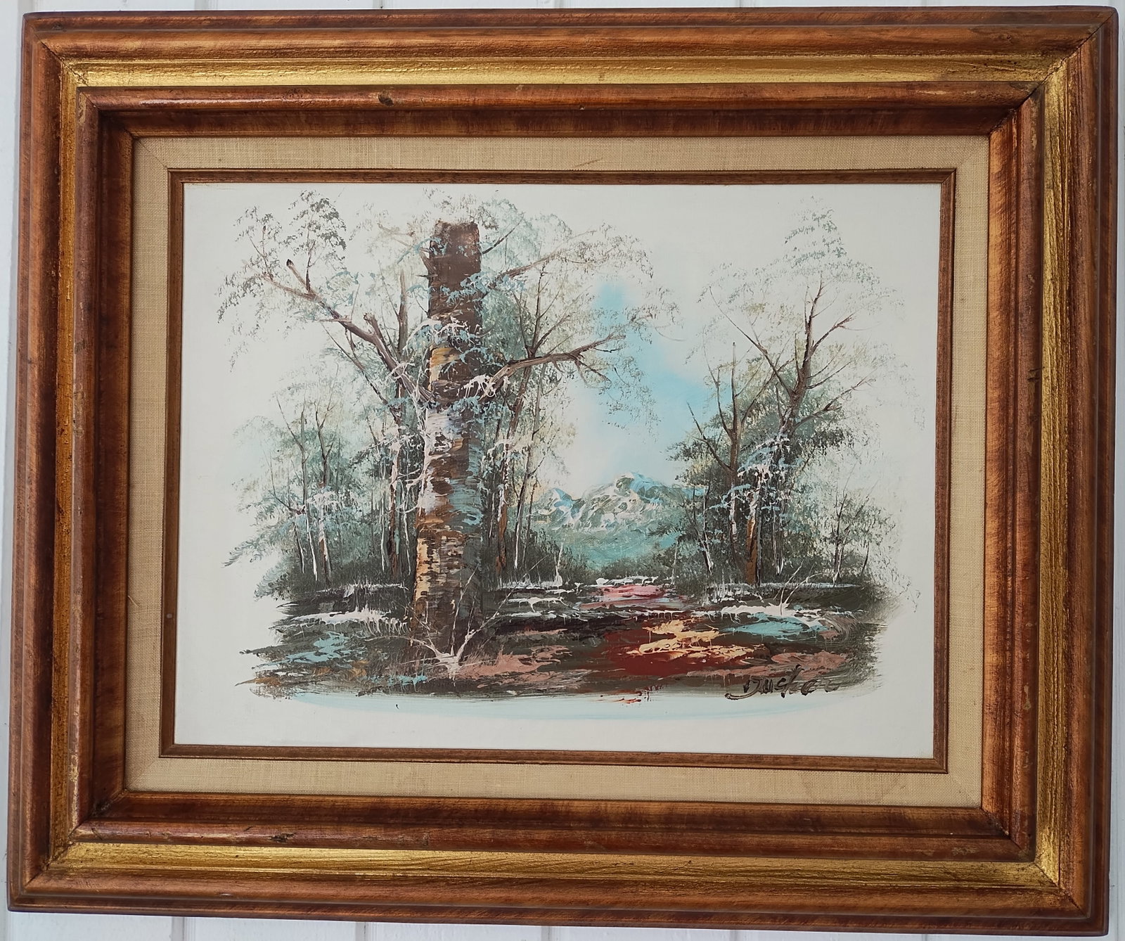 Vintage Oil Painting on Canvas Framed: Vintage Landscape Oil Painting on Canvas Framed - Approximate Artwork Size: 16 x 12 Inches. - Approximate Frame Size: 23 x 19 x 2 Inches. Frame may have scratches and marks due to storage. Vintage Con