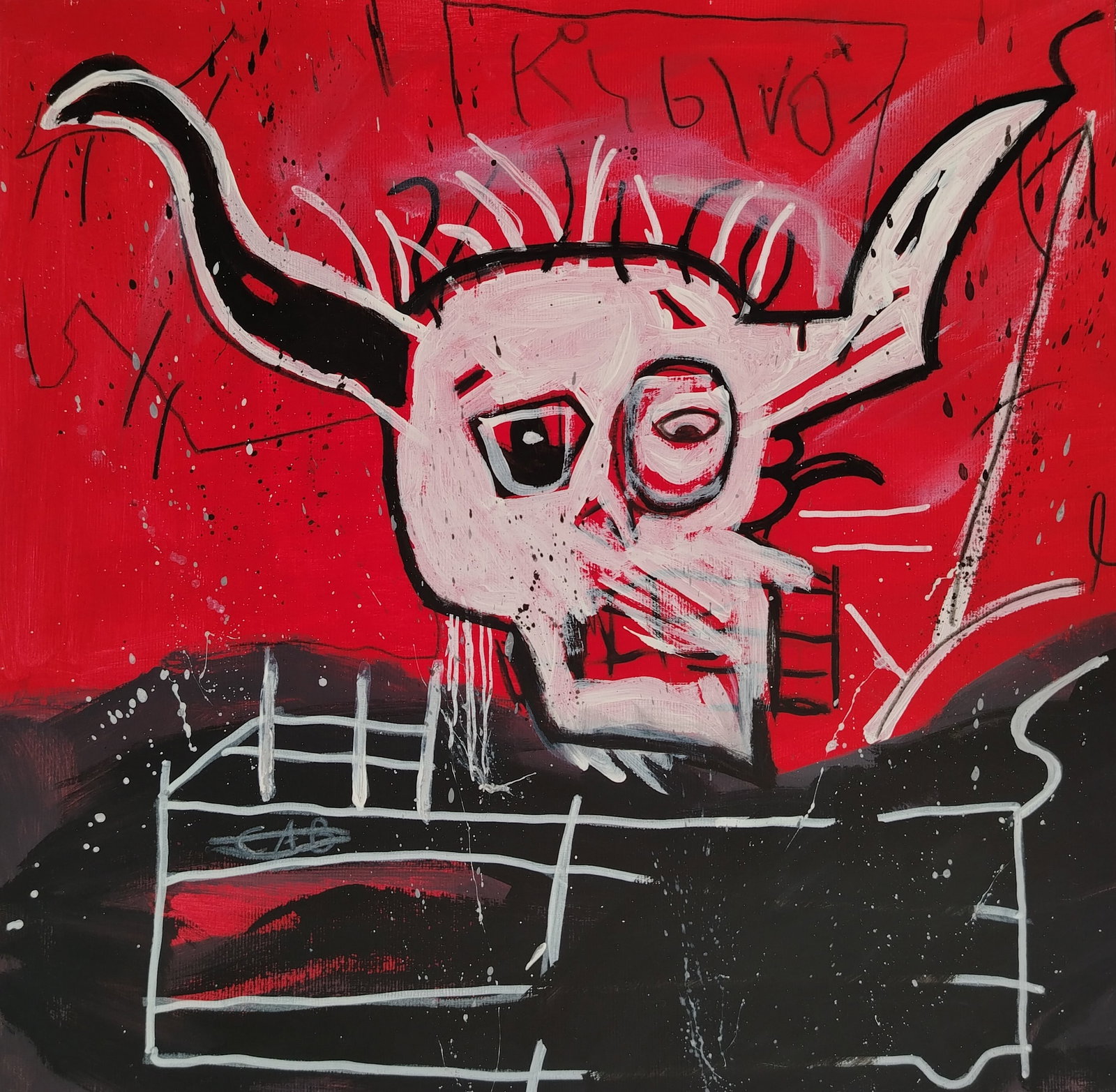 Jean Michel Basquiat New York Souvenir Painting on Cardboard: Jean Michel Basquiat New York Souvenir Painting on Cardboard Size:12 x 12 Inches. Mixed Medium Hand Drawing on Cardboard. Stamped on Reverse Provenance: W.N York consignor Private collection. it is be