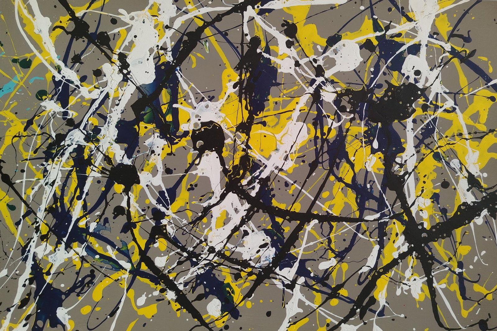 Jackson Pollock Abstract Painting on Cardboard.: Jackson Pollock Abstract Painting on Cardboard.Approx Painting Size: 18 x 12 Inches. Painting is done in the modern, abstract expressionist style for which Pollock is known. It is being sold in the ma