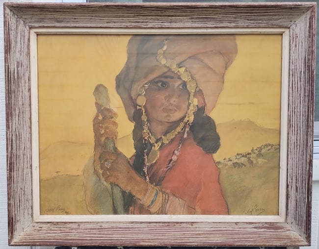 Abel Pann 1883-1963 (Latvian, Israeli) Rachel, Circa 1950 Old Lithograph 24/50 Hand Signed.: Abel Pann 1883-1963 (Latvian, Israeli) Rachel, Circa 1950 Old Lithograph 24/50 Hand Signed. Approx Print Size: 24 1/2 x 18 1/2 Inches. Approx Frame Size: 29 x 23 x 3 Inches. We pack & Ship for you, We