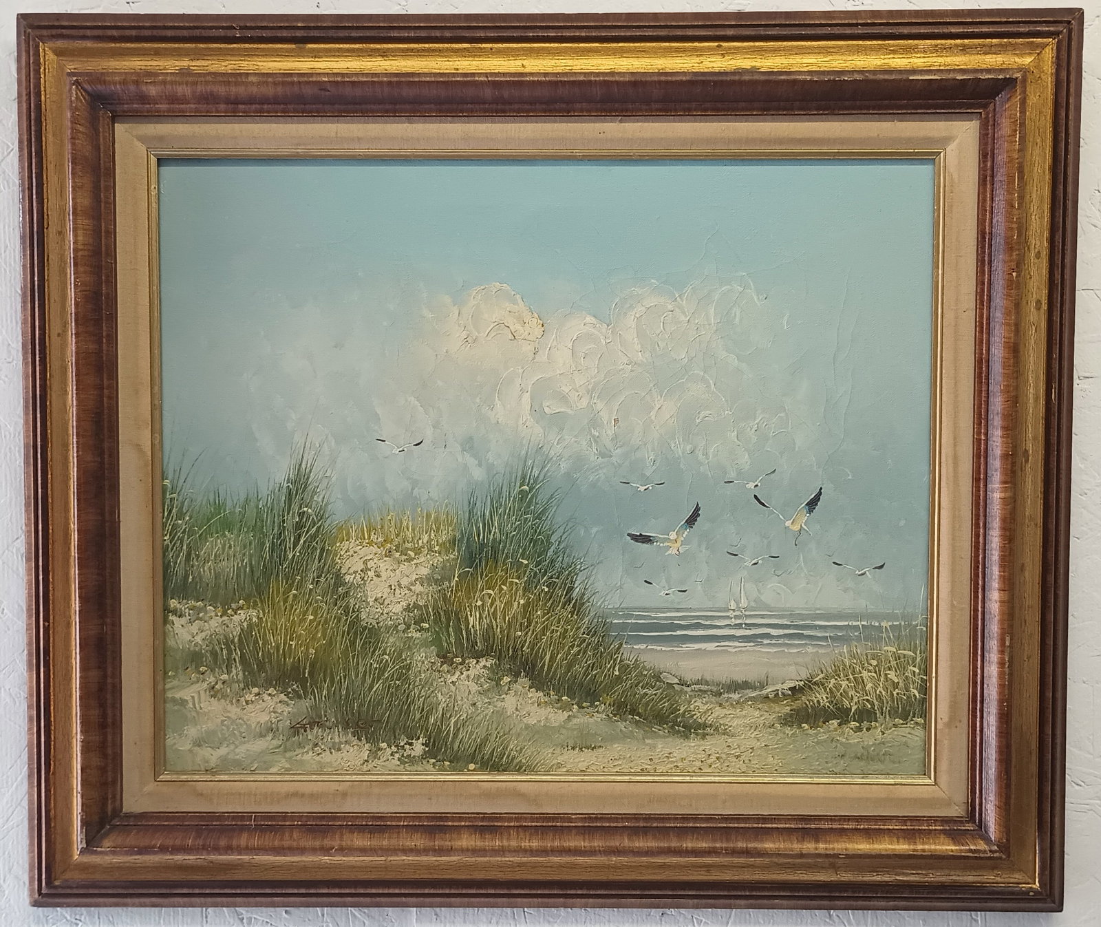 Sea Side Oil Painting on Canvas. Landscape Oil Painting on Canvas: Sea Side Oil Painting on Canvas. Landscape Oil Painting on Canvas . Approx Painting Size: 20 x 16 - Approx Frame Size:27 x 23 x 2 inches.Good vintage condition. See photos as part of the description. 