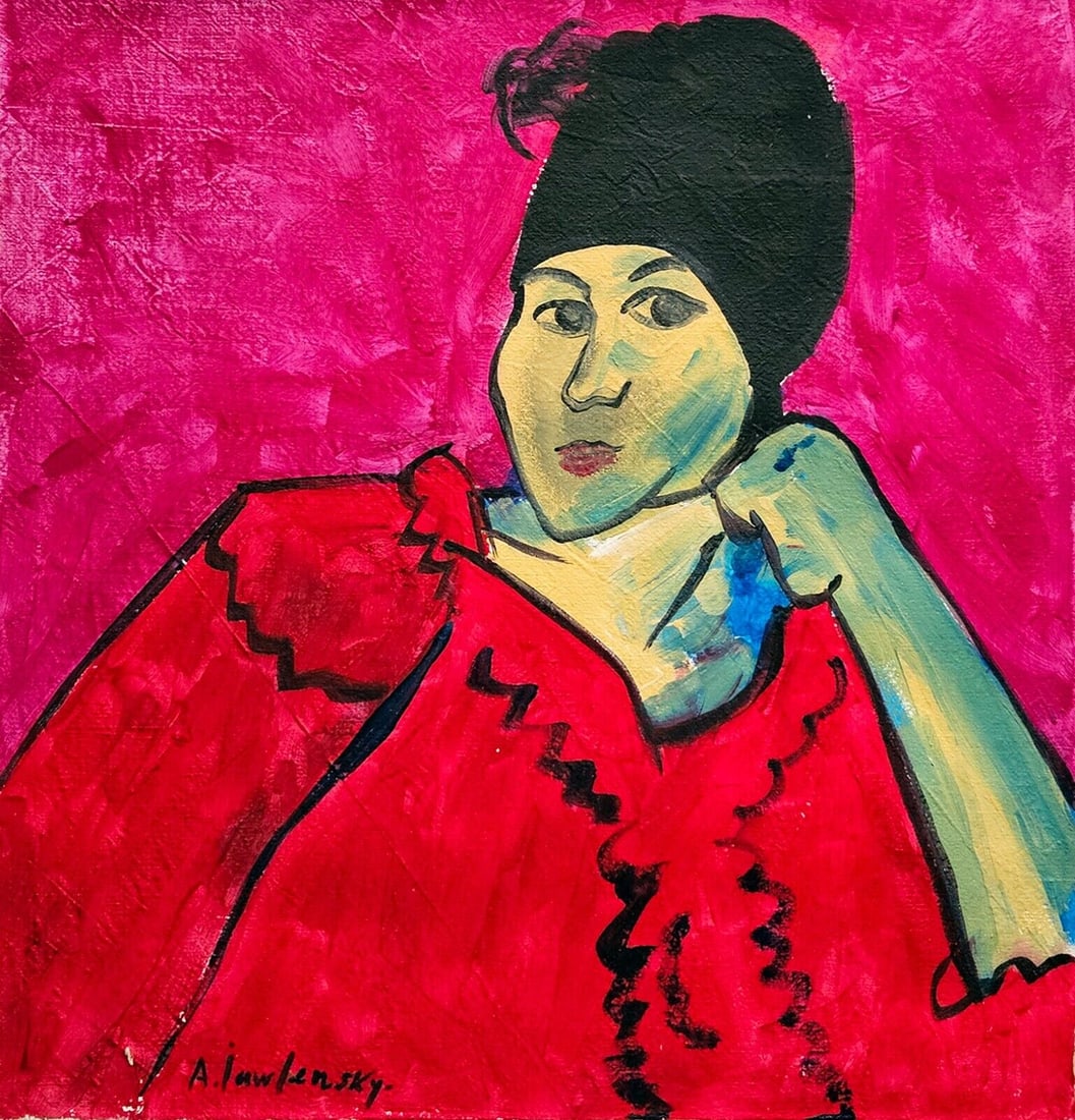Vintage Signed A. Jawlensky, Painting on Canvas: Vintage Signed A. Jawlensky, Modern Art Painting on Canvas Approx Canvas Size: 22 1/2 x 23 Inches - Unstretched .Good condition. See photos as part of the description. We pack & Ship for you. We take 