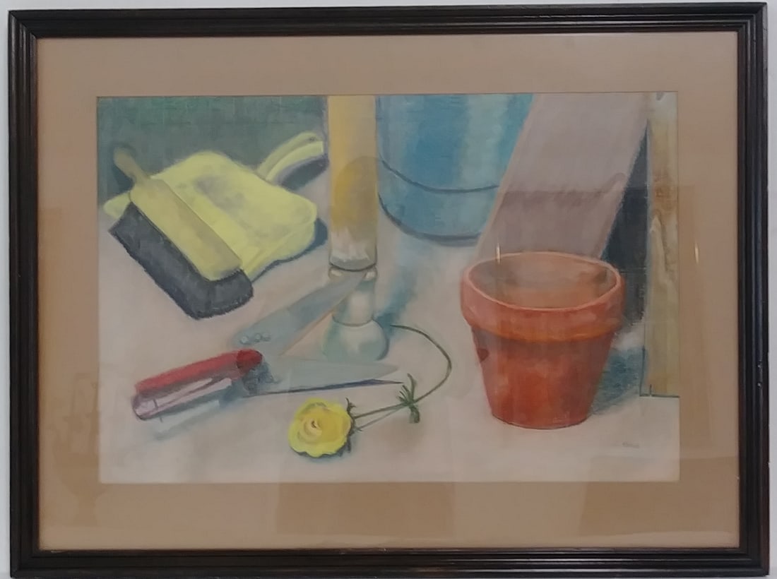Vintage Pastel Charcoal Signed C.Cobus Painting Framed: Vintage Pastel Charcoal Signed C. Cobus Painting Framed Under Glass. Approx Painting Size: 23 x 18 - Approx Frame Size: 29 x 23 x 2 .Inches. .Items may have scratches, marks, dirt due to the time kept