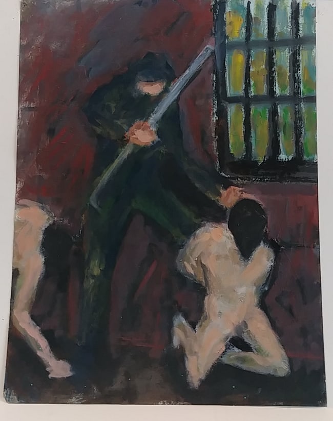 1969 Woodstock Impressionist Ralph Neaderland Oil Paint: 1969 Woodstock Impressionist Ralph Neaderland Oil Painting on Paper. Woodstock Music and Art Fair in August 1969. Approx Size: 24 x 18 inches. This painting was found in Mr. Neaderland s studio after 