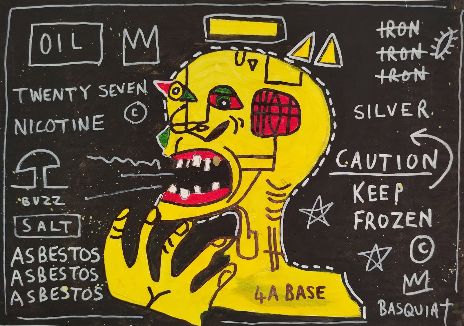 Jean Michel Basquiat New York Souvenir Painting on Cardboard: Jean Michel Basquiat New York Souvenir Painting on Cardboard Size:14 x 10 Inches. Mixed Medium Hand Drawing on Cardboard. Stamped on Reverse Provenance: W.N York consignor Private collection. it is be