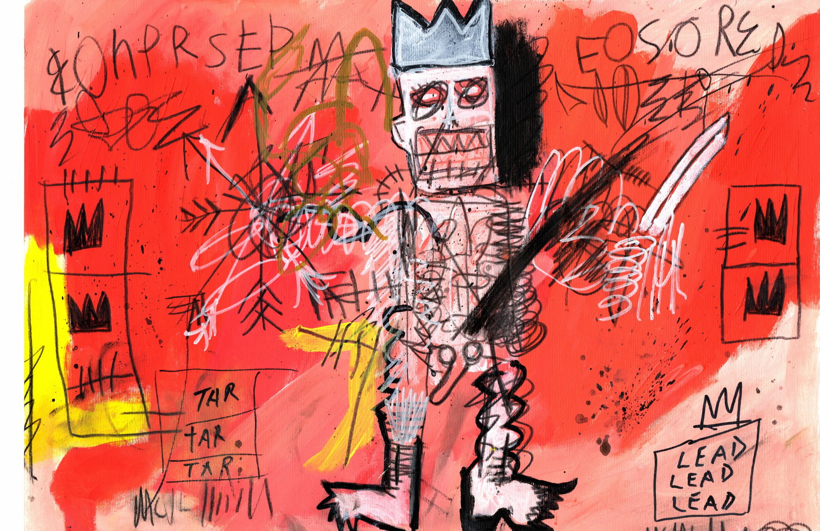 Jean Michel Basquiat New York Souvenir Painting on Cardboard (1 of 2)