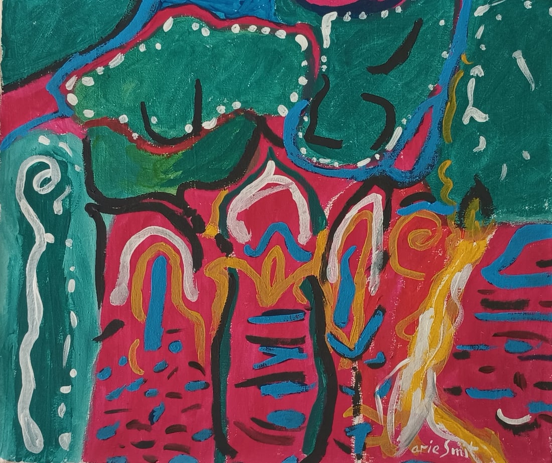 Vintage Abstract Painting Signed Arie Smit, Modern Art: Vintage Abstract Painting Signed Arie Smit, Modern Art, Modern Art. Approx Canvas Measurements: 21 x 21 inches.SEE PHOTOS as part of the description. Good condition .It is being sold in the manner or 