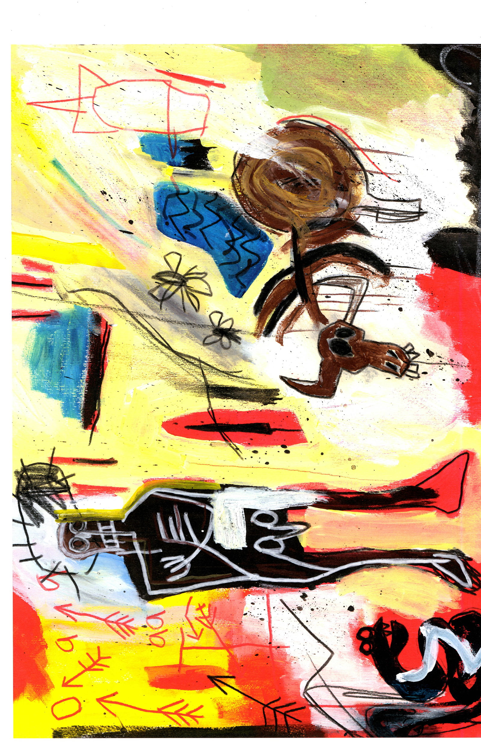 Jean-Michel Basquiat Expressionism Hand Painting Drawing on Cardboard: Jean-Michel Basquiat Expressionism Hand Painting Drawing on Cardboard. Size: 16 1/2 x 11 3/4 Inches. Provenance: W.N York consignor Private collection. it is being sold in the manner or style of the a