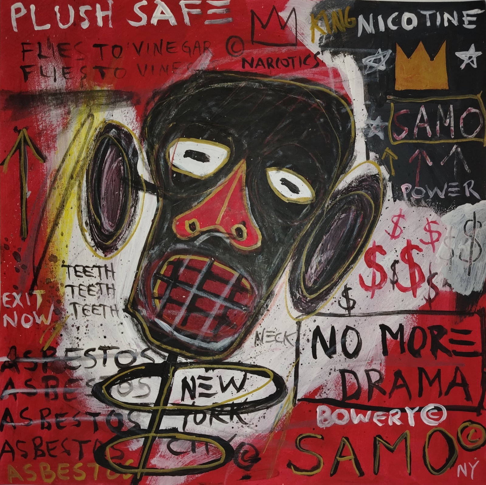 Jean Michel Basquiat New York Souvenir Painting on Cardboard: Jean Michel Basquiat New York Souvenir Painting on Cardboard Size:14 x 10 Inches. Mixed Medium Hand Drawing on Cardboard. Stamped on Reverse Provenance: W.N York consignor Private collection. it is be