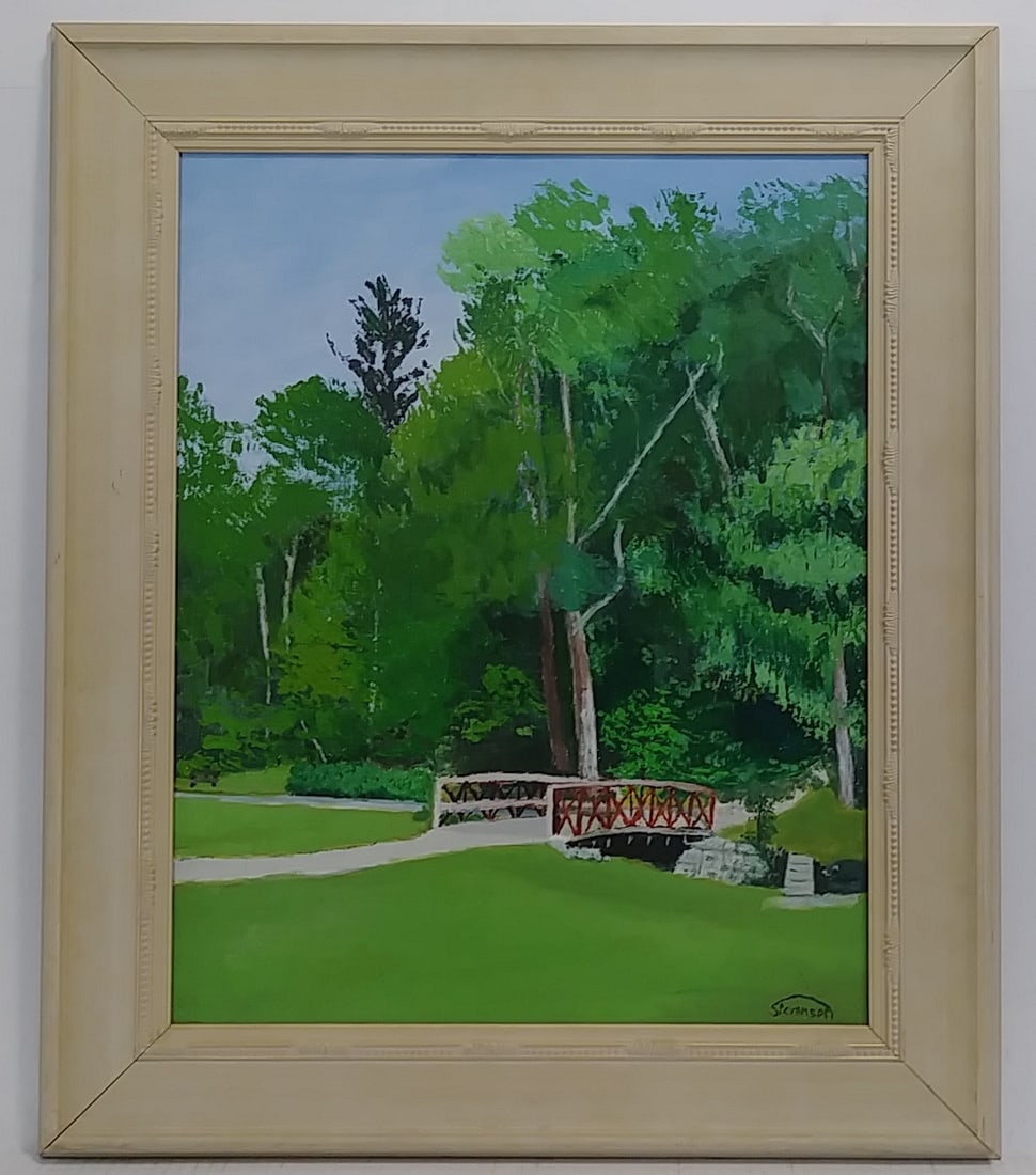 Edward Gardens Park Toronto Canada. Oil Painting on Can: Edward Gardens Park Toronto Canada. Oil Painting on Canvas Signed. Approx Painting Size: 16 x 20 - Approx Frame Size: 21 1/2 x 25 1/2 x 1 Inches. Painting is in good condition. see photos