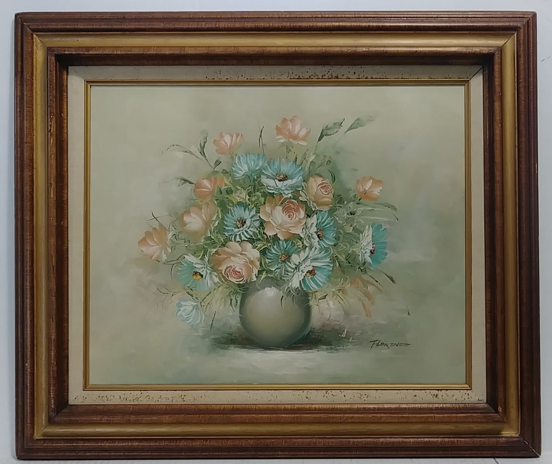Framed Bouquet of Flower Oil Painting on Canvas Signed (1 of 4)
