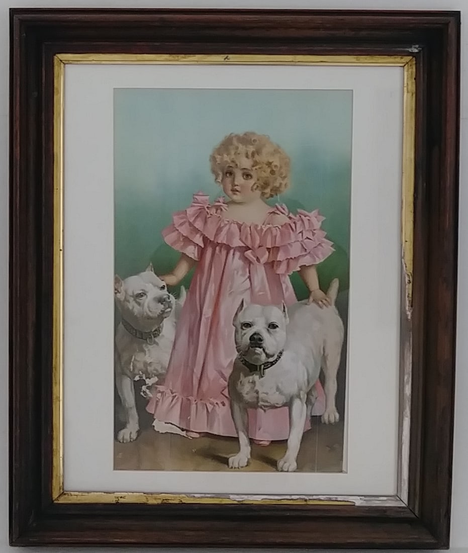 Vintage Framed Print.: Vintage Framed Print. Approx Opening: 21 x 13 inches. Approx frame Size: 24 1/2 x 29 1/2 x 3 inches. See photos.Frame may have scratches and marks due to storage. Good vintage condition. See photos as