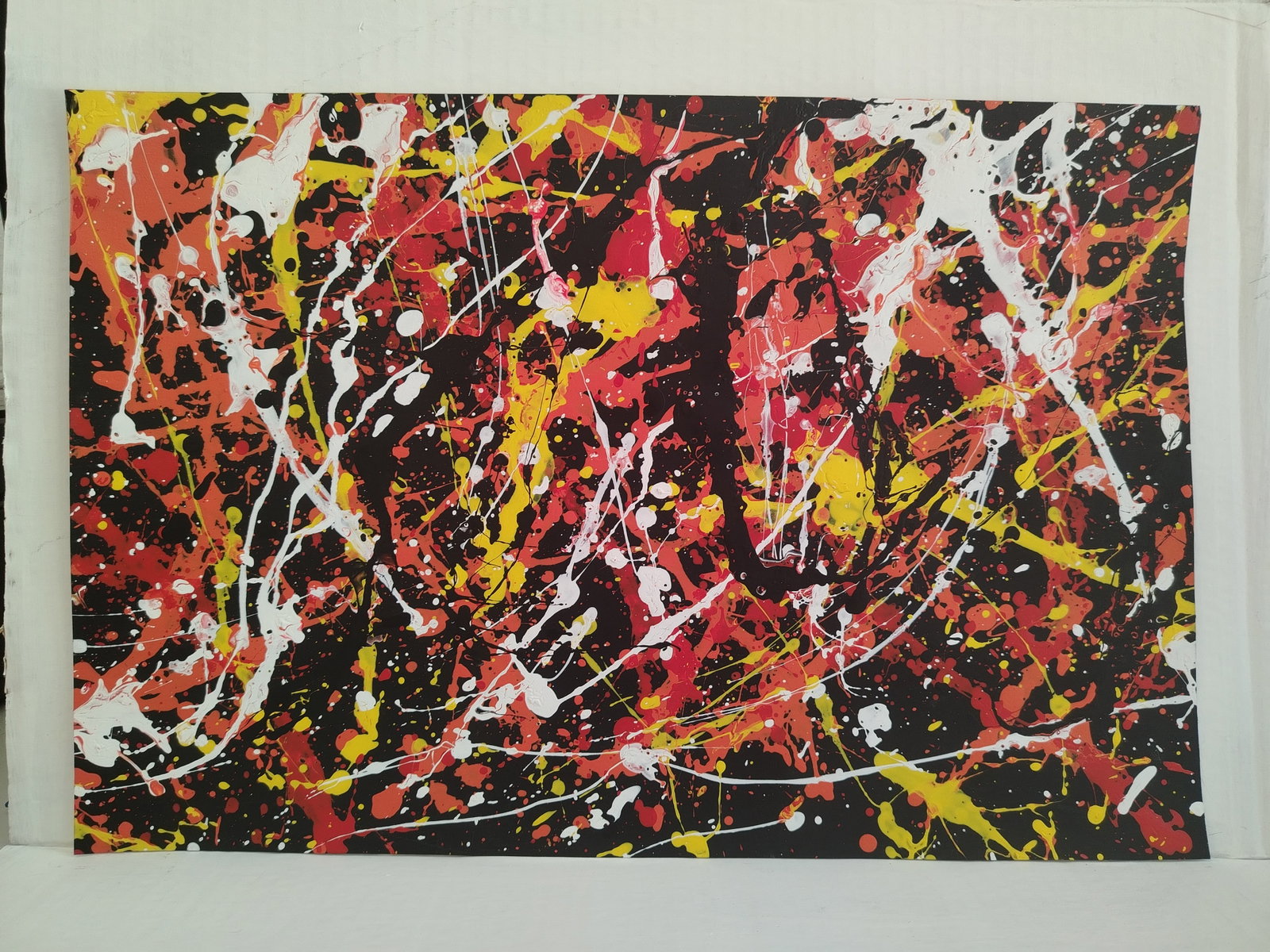 Jackson Pollock Abstract Painting on Cardboard.: Jackson Pollock Abstract Painting on Cardboard.Approx Painting Size: 18 x 12 Inches. Painting is done in the modern, abstract expressionist style for which Pollock is known. It is being sold in the ma