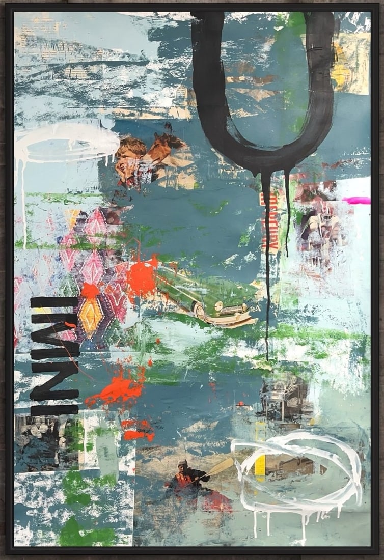 Original Mixed Media Abstract NYC Art Painting: Original Mixed Media Abstract NYC Art Painting. Signed,Embossed Stamp,Gallery Stamp Size: 36x24".Will ship rolled up. Abstract Hand Made Mixed Media Art Painting on paper. Can easily be put in a commo