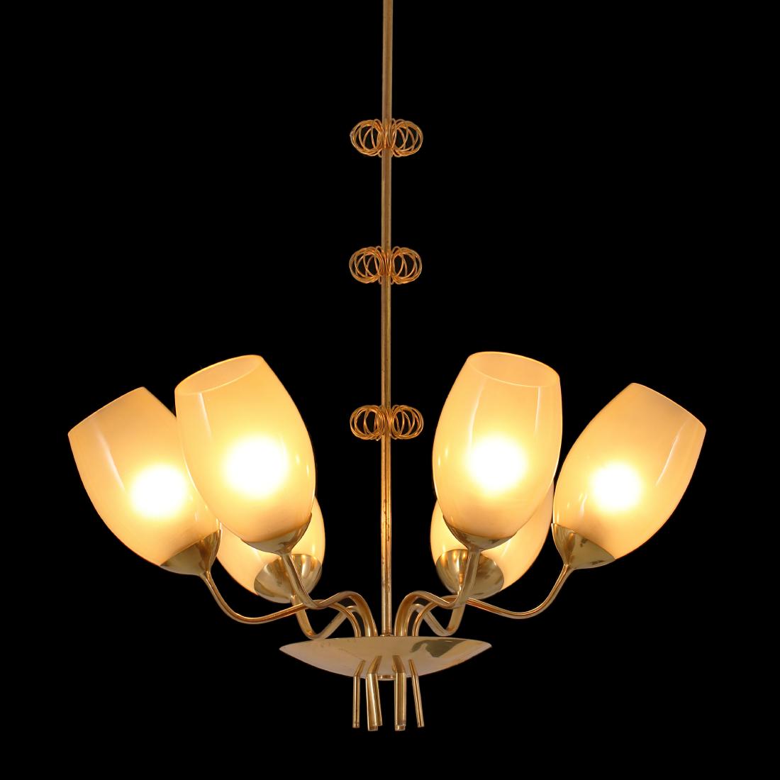 Paavo Tynell: Beautiful simple custom order version of the classic model 9029/6 designed by Paavo Tynell for the childrens hospital of Kuopio. Manufactured by Taito Oy. In the 40Â´s.. Very good condition. Glass,