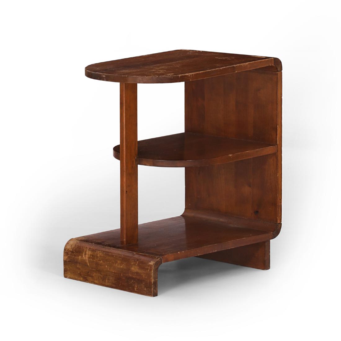 Maija Heikinheimo: A rare 1930s small shelf/side table called apu designed by Maija Heikinheimo for Asko-Avonius. Maija Heikinheimo later worked for Artek's design office and was instrumental also in the execution of ma
