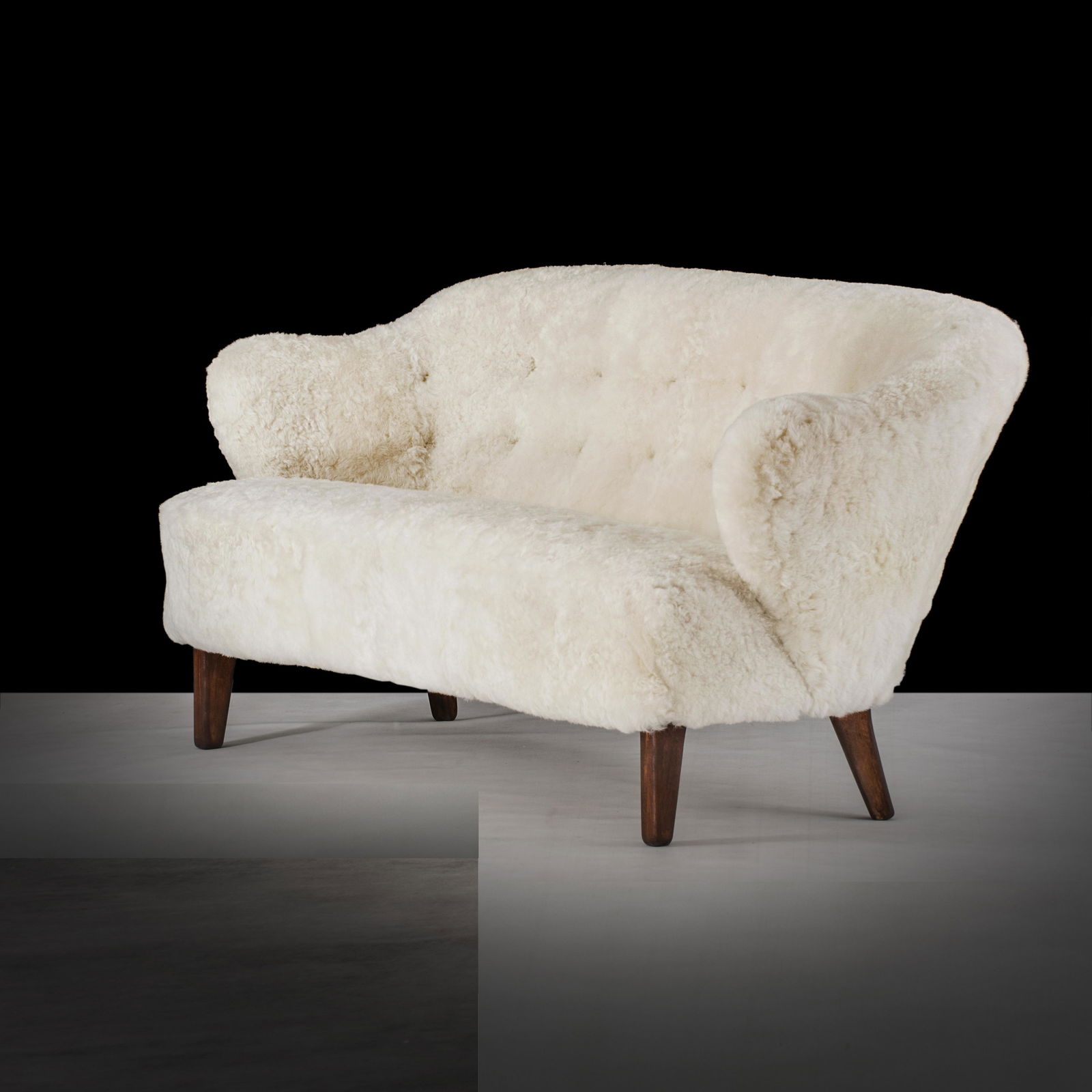 Flemming Lassen: Very beautiful sofa designed by Flemming Lassen with Island sheep skin upholstery. Originally designed 1940Â´s., Very good condition, Island sheep skin, hard wood, ,