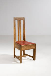 Eliel Saarinen (1873-1950): Eliel Saarinen (1873-1950)JugendChaisePin, cuir et laitonÃ‰dition Bomans Ã…ngsnickeri AB, Ã…boModÃ¨le crÃ©Ã© en 1910H 110 Ã— L 45 Ã— P 46 cmJugendChairPine, leather and brassEdite