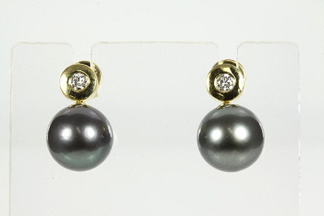 Tahitian Pearl and Diamond Stud Earrings (1 of 3)