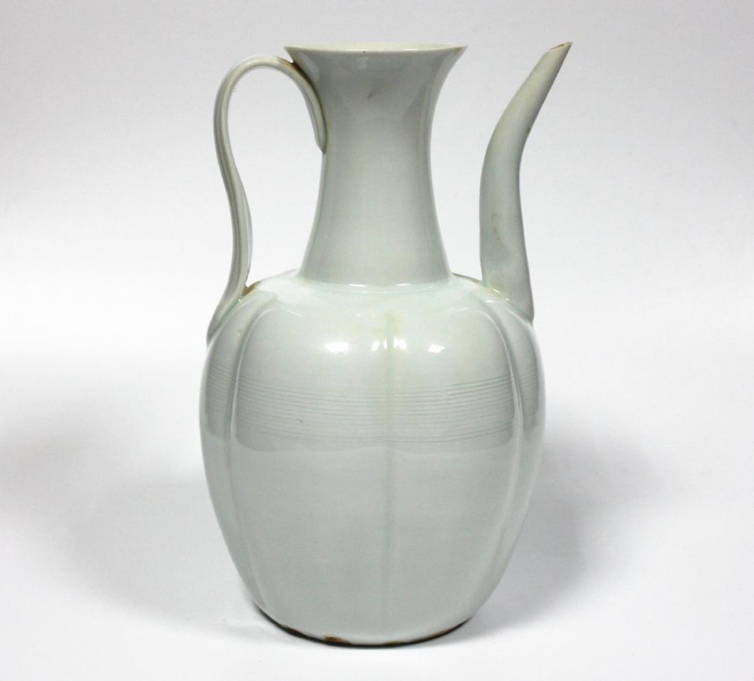 A 'HuTian-kiln' 'YingQing' Pot Estimated Ming Dynasty.: A 'HuTian-kiln' 'YingQing' Pot Estimated Ming Dynasty. Measure(inch), Height: 8-3/4 , Diameter: 5. Provenance: Collectible of Private in California.