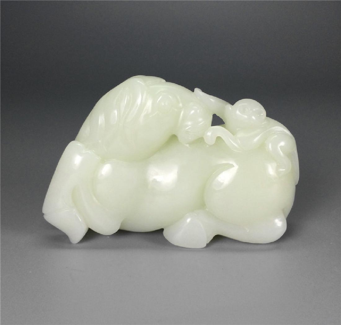 Chinese white jade carved horse and monkey. (1 of 10)