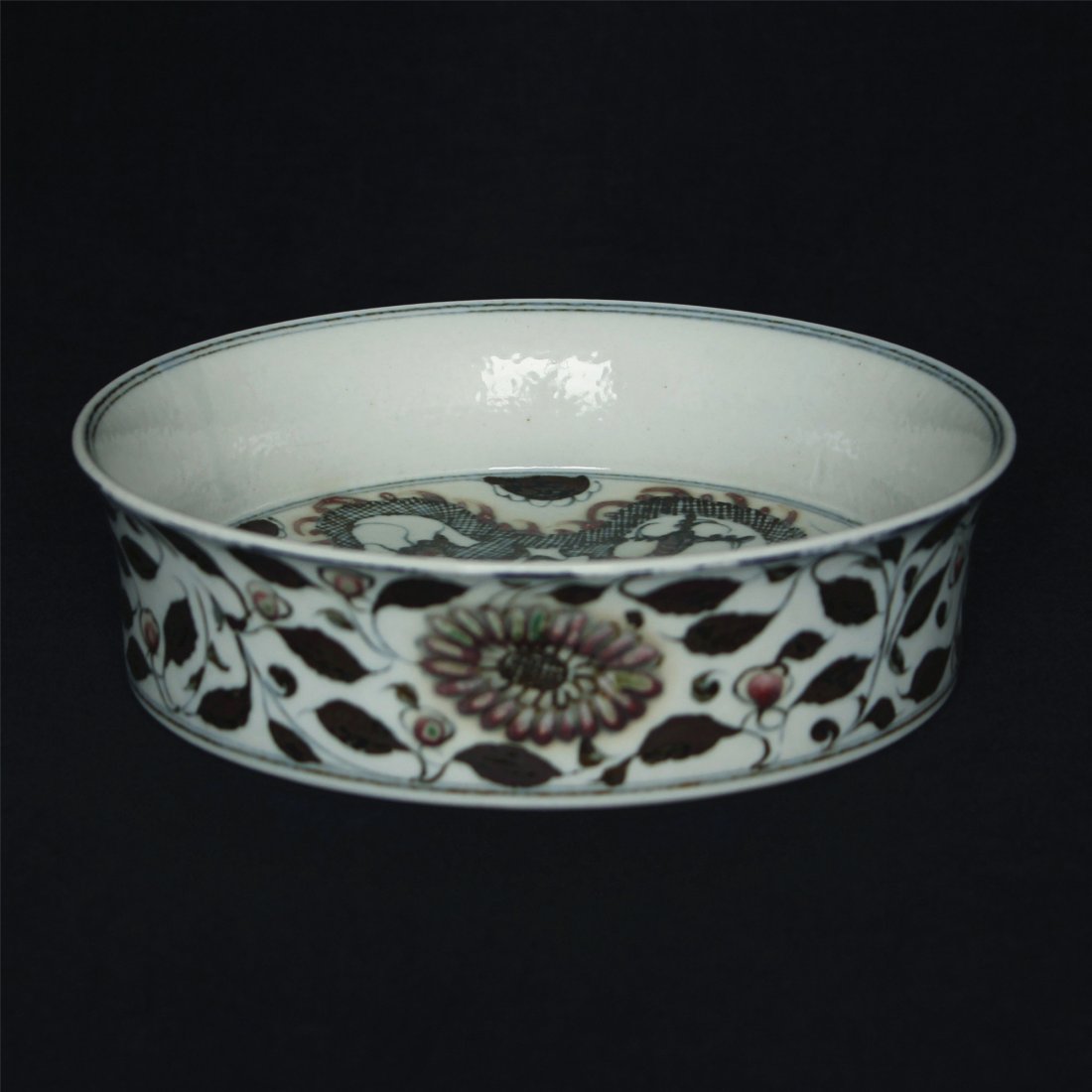 Blue and white underglaze red porcelain brush washer of (1 of 10)