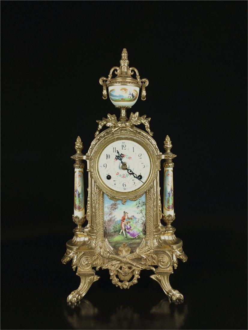 European antique copper metal clock.. (1 of 3)