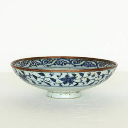 Chinese blue and white porcelain bowl of Yuan Dynasty.