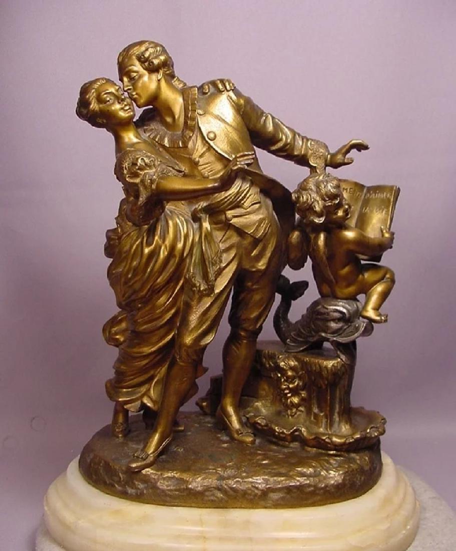 Romantic Antique Polychrome Bronze Sculpture La Monaca