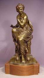 Antique Classical Bronze Seated Lady Signed H. Dumage
