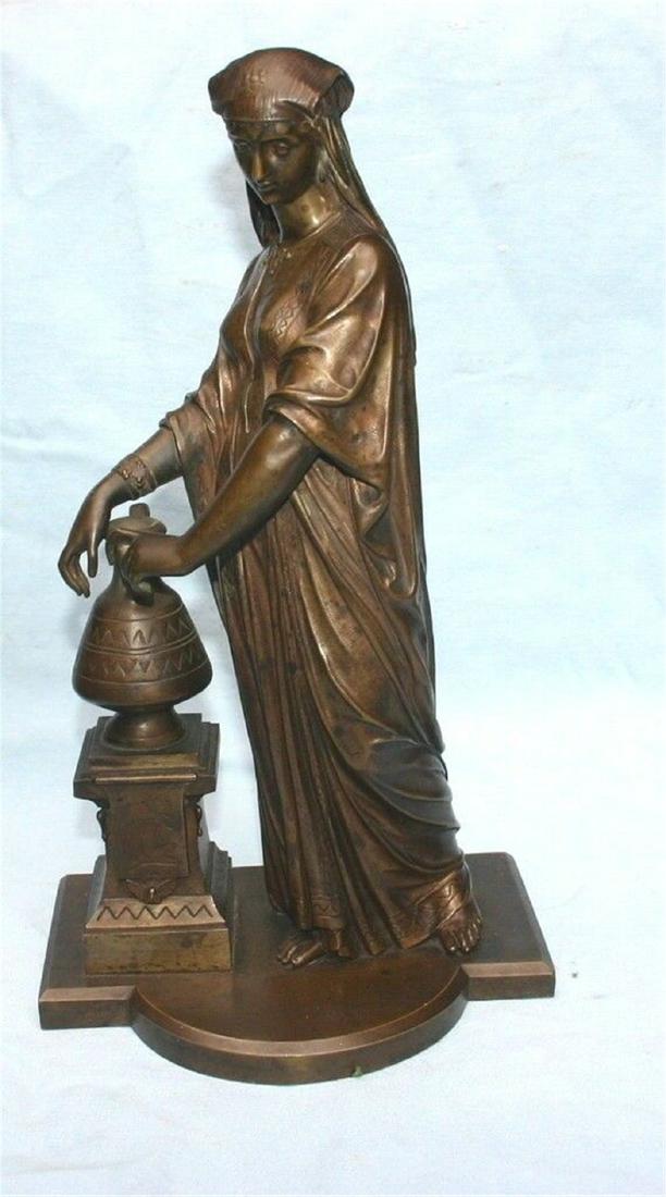Eutrope Bouret 19 Century French Orientalist Bronze: This is a very fine and rare 19 century Orientalist bronze statue of the woman (most probably Salome ) with a jar signed Bouret. Eutrope Bouret 1833-1906 is a well known french listed artist. The stat