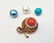 18K Gold & Diamonds Pearl Coral Tourquoise Stylized