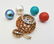 18K Gold & Diamonds Pearl Coral Tourquoise Stylized - 2