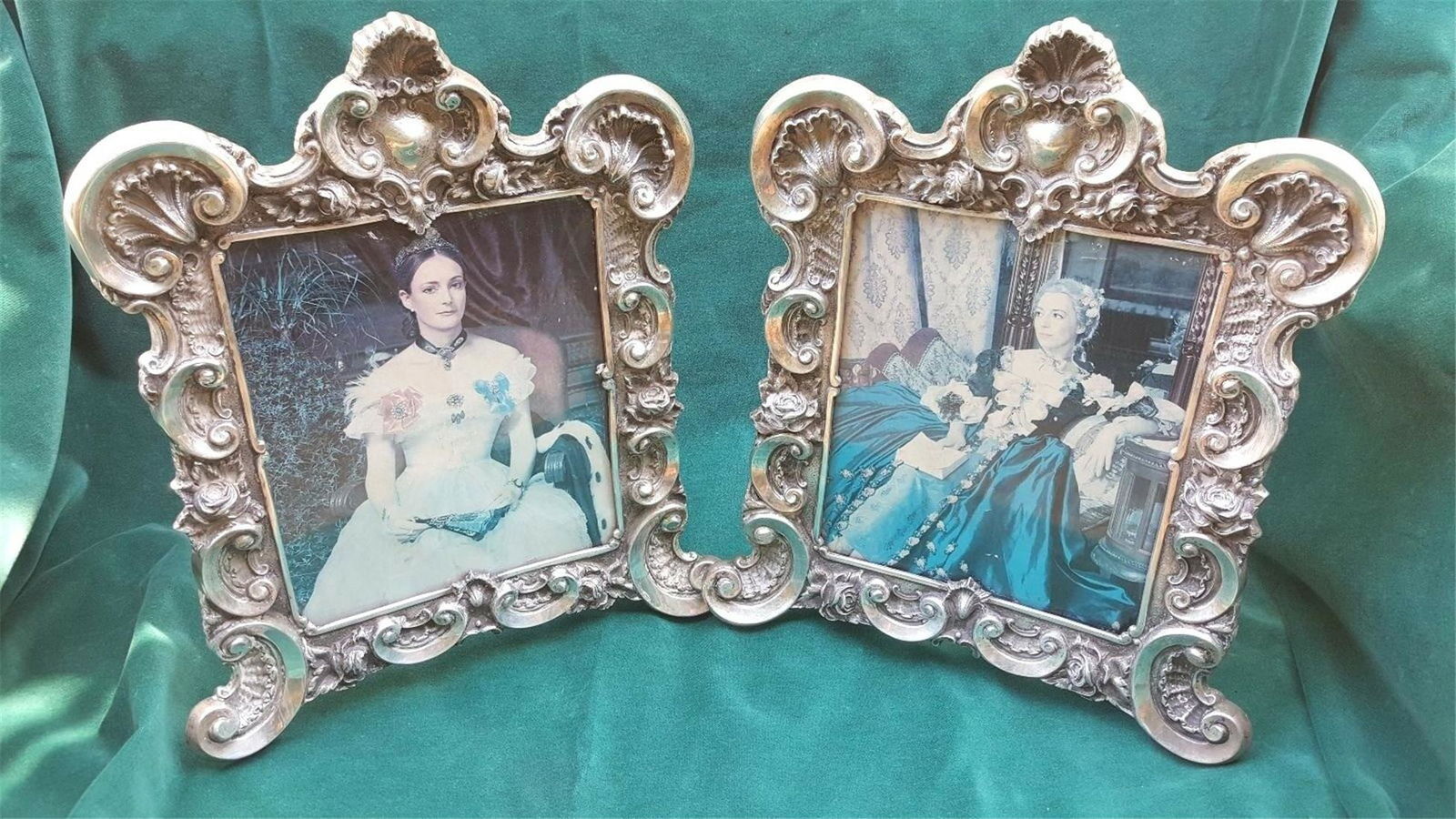 A MAGNIFICENT PAIR OF 833 SILVER PORTUGUESE 19 CENTURY: These are the magnificent circa 1900, 833 sterling silver Portuguese elegant picture frames. These frames are having very beautiful details and they both have hallmarks and they are in an excellent co