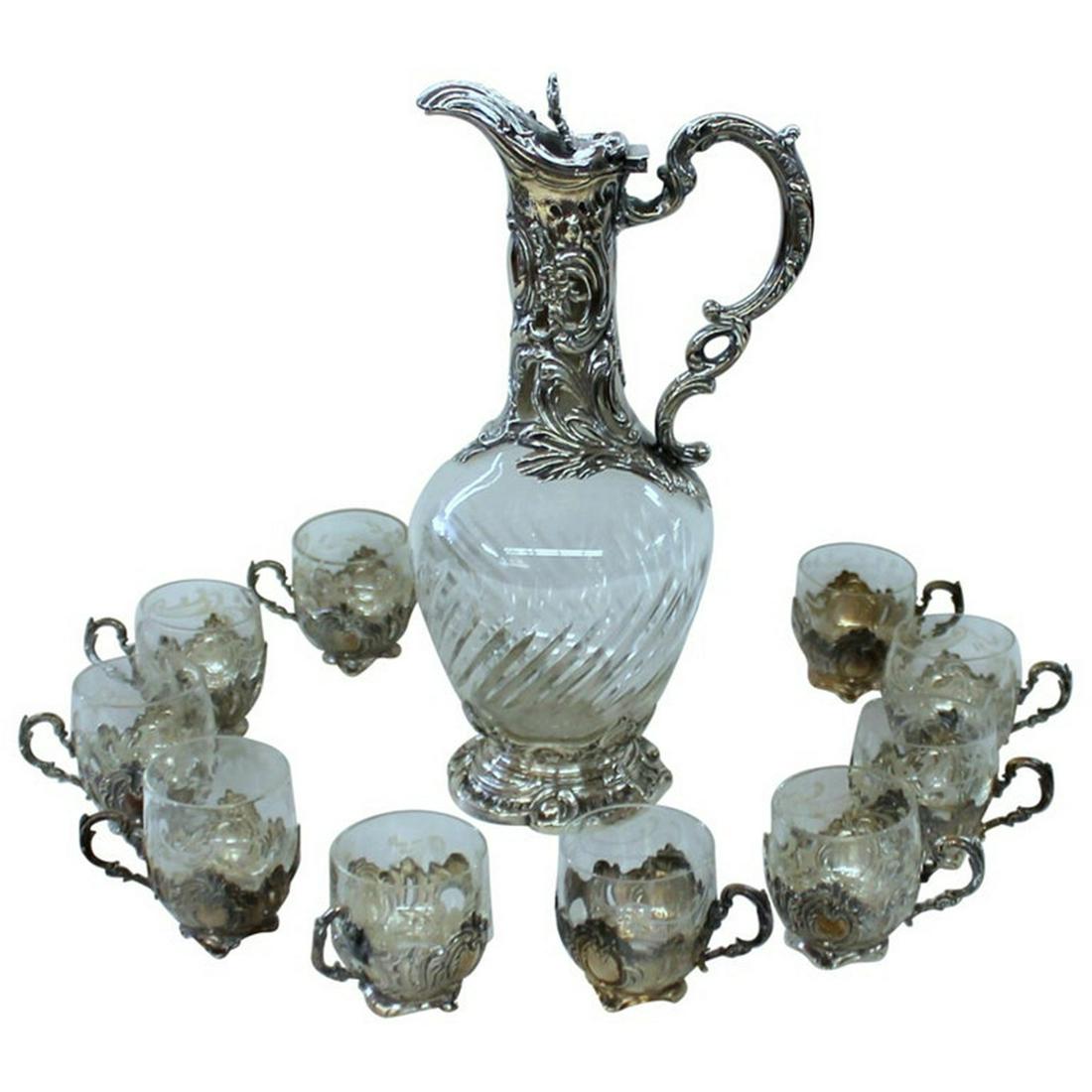 French .950 Fine Silver and Hand-Cut Crystal Liqueur or (1 of 11)