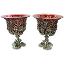 Pair of Sheffield Silver Plate Rococo Style Wine