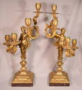 Pair of Antique Male Angels Gilt Bronze 4 Light