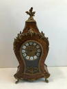 Victorian Wooden Inlaid Mantle Table Clock with Key