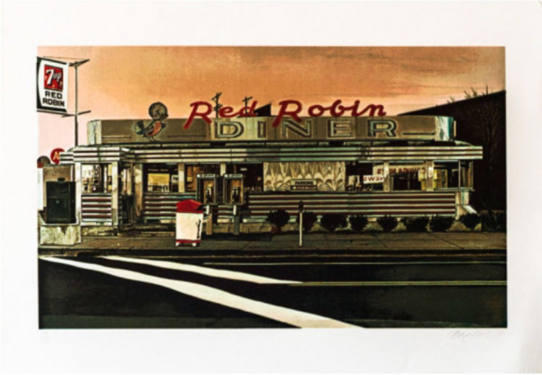 John Baeder - Red Robin: JOHN BAEDER Red Robin Screenprint 1980 Ed of 250 Sheet Size: 22 x 30 in Screenprint in color, signed and numbered in pencil. Edition of 250.