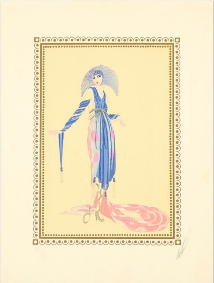 Erte - Pretenieuse: ARTIST: Erte TITLE: Pretenieuse DATE: 1979 MEDIUM: Lithograph EDITION: AP 60 PAPER SIZE: 13 x 10 in DESCRIPTION: Erte serigraph from the AP edition of 60 signed and numbered.