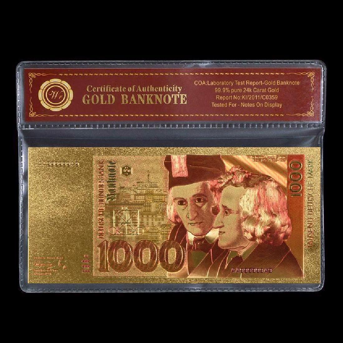 Germany 1,000 Mark 24K Gold Clad Banknote: Germany 1,000 Mark 24K Gold Clad Banknote