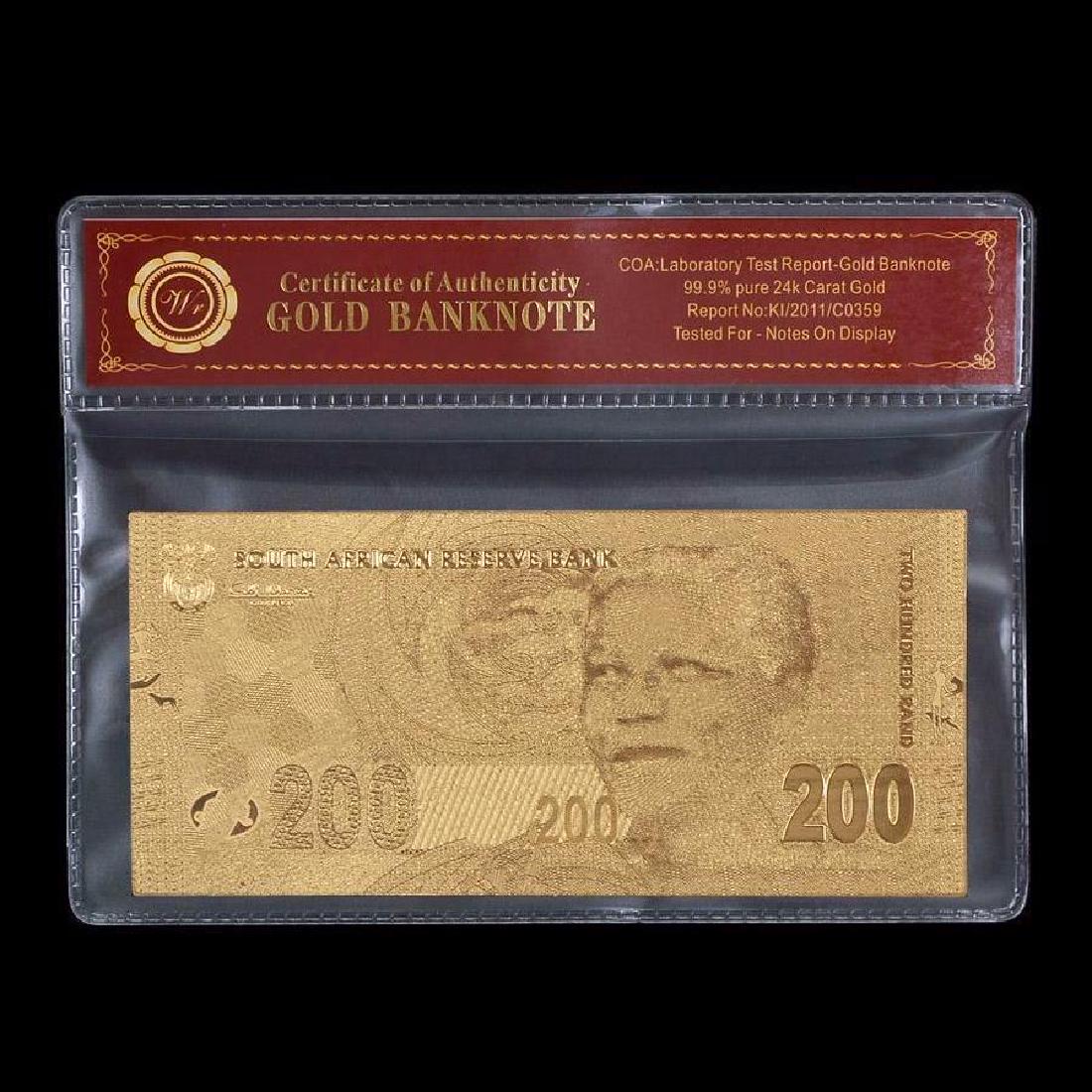 South Africa 200 Rand 24K Gold Clad Banknote: South Africa 200 Rand 24K Gold Clad Banknote
