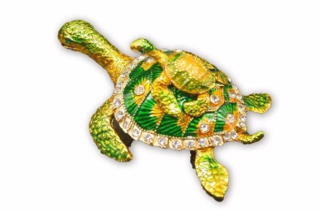 Colored Gold Clad Tortoise w/ Rhinestones: Colored Gold Clad Tortoise with Rhinestones, 3.5"x2.4"x1.6"