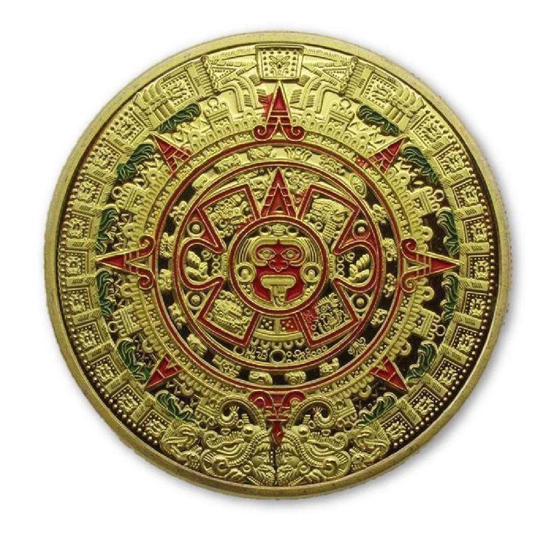 Aztec Calendar Colored Gold Clad Coin
