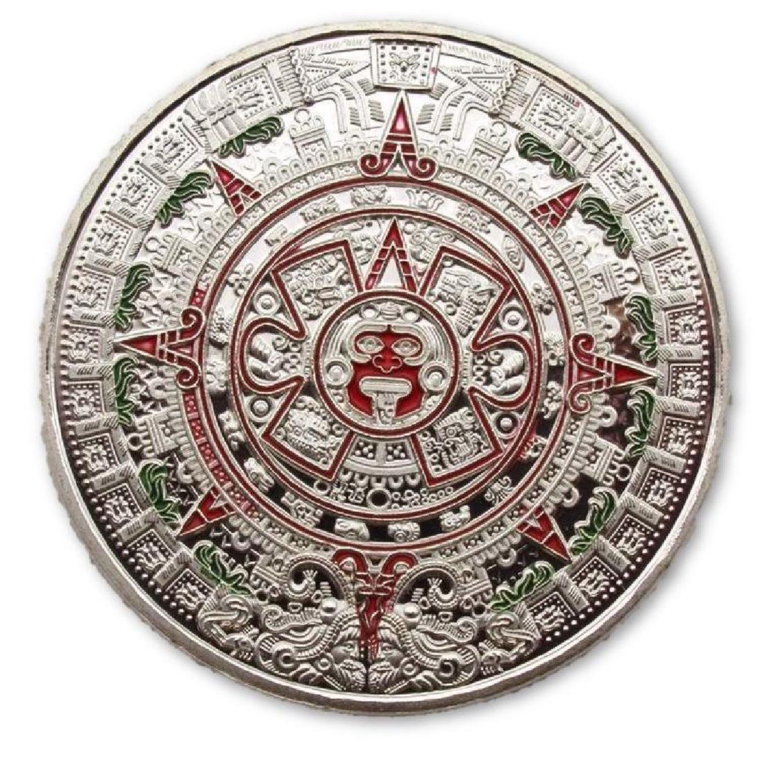 Aztec Calendar Colored Silver Clad Coin: Aztec Calendar Colored Silver Clad Coin