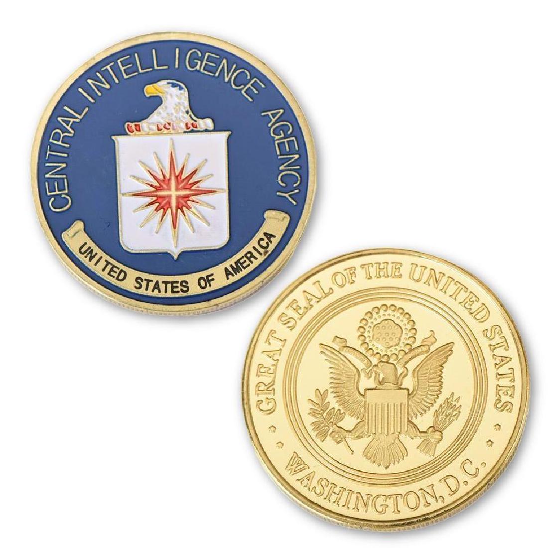USA CIA Colored Gold Clad Challenge Coin: United States of America Central Intelligence Agency Colored Gold Clad Challenge Coin