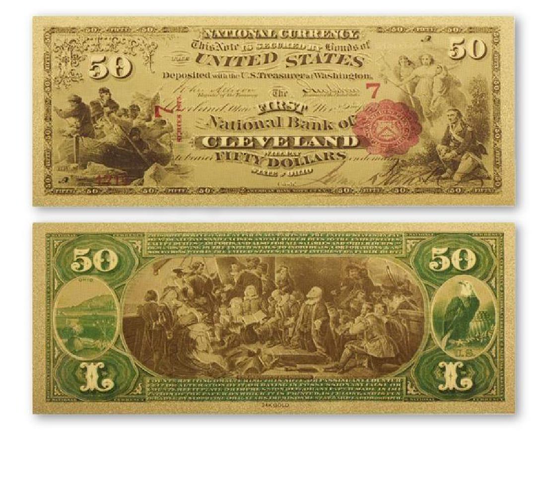 1711 USA $50 24K Gold Clad Banknote: 1711 Unites States of America 50 Dollars 24K Gold Clad Banknote. Unique design. Non-currency banknote.