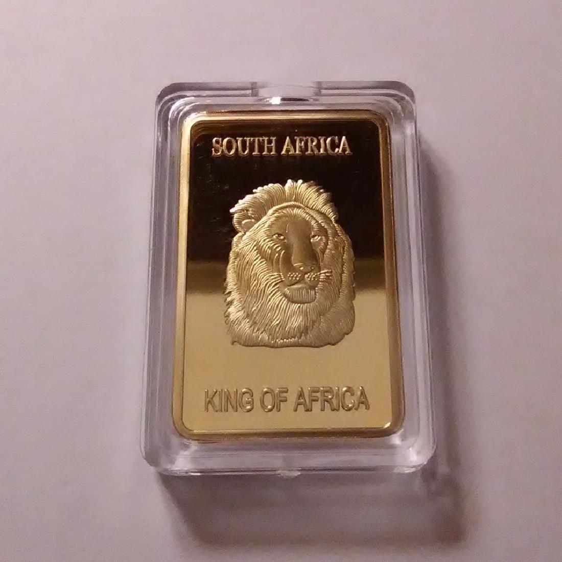 Africa Lion .999 Fine Gold Clad Bullion Bar: Africa Lion .999 Fine Gold Clad Bullion Bar