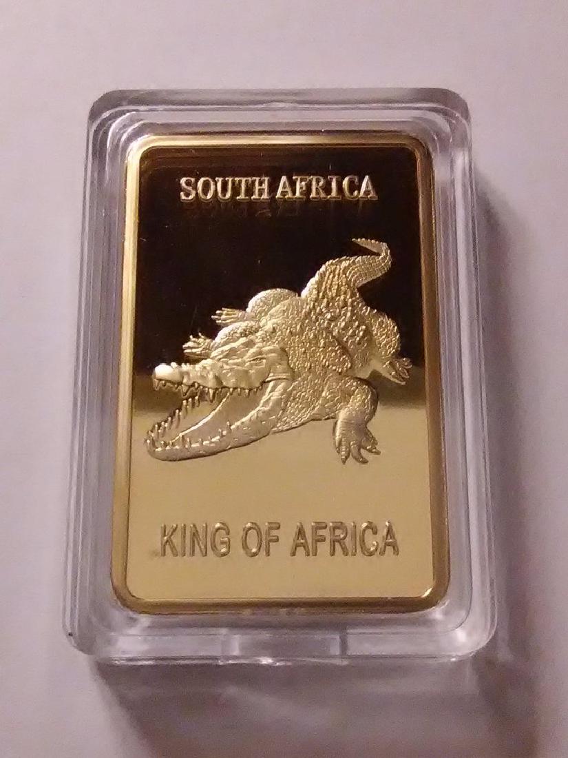 Africa Crocodile .999 Fine Gold Clad Bullion Bar: Africa Crocodile .999 Fine Gold Clad Bullion Bar