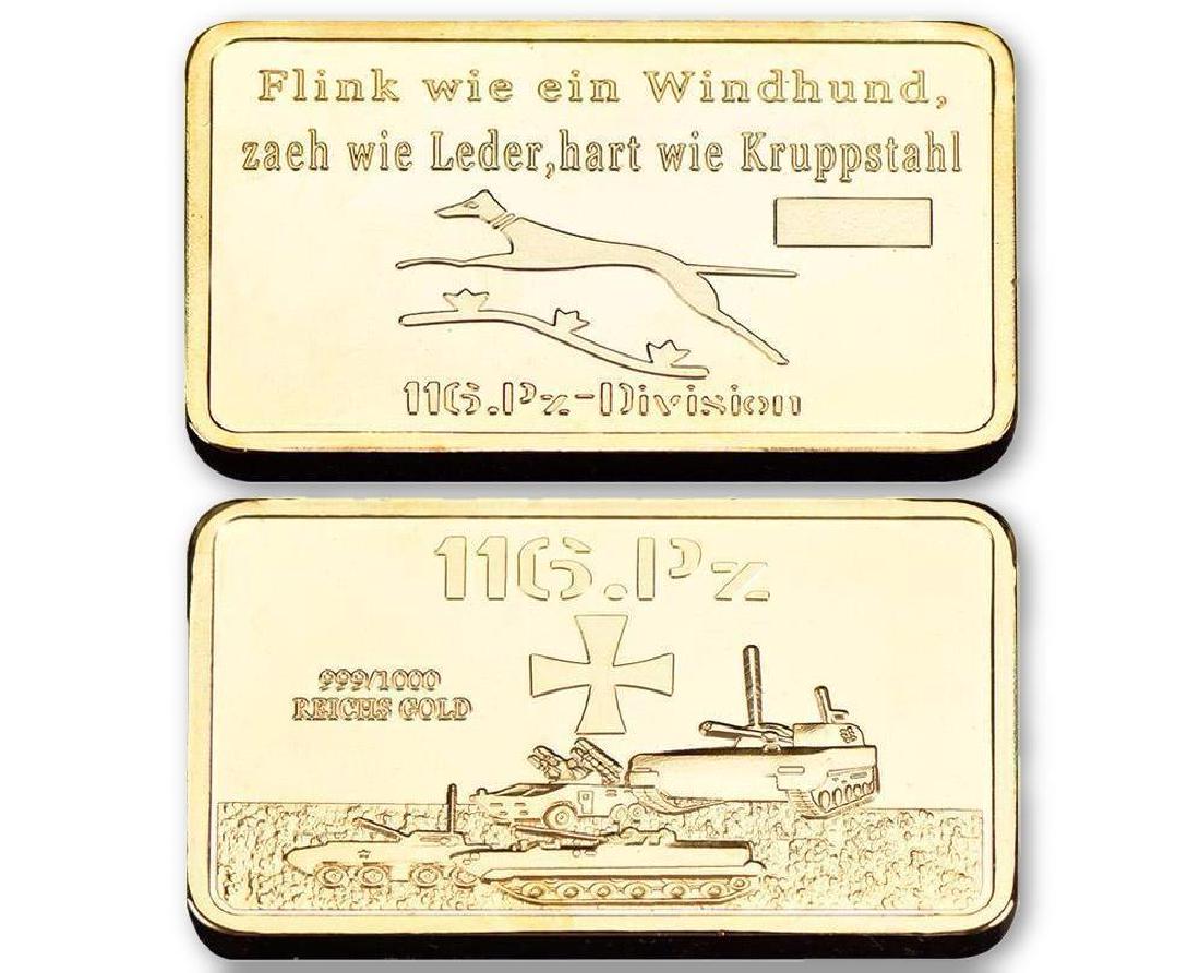 Reichsbank 999 Gold Clad Bullion Bar: Reichsbank 999 Gold Clad Bullion Bar. Size: 4.4cmx2.8cm. Weight ? 26 grams.